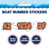 Custom Boat Registration Numbers Stickers Letter Decal 2pcs - Line Orange C080