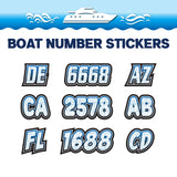 Custom Boat Registration Numbers Stickers Letter Decal 2pcs - Line Blue C081