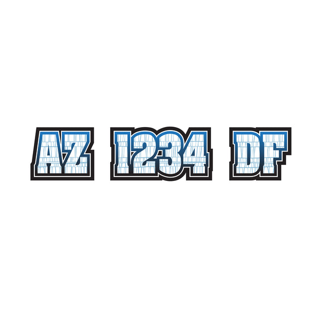 Custom Boat Registration Numbers Stickers Letter Decal 2pcs - Line Blue C081