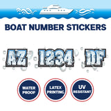 Custom Boat Registration Numbers Stickers Letter Decal 2pcs - Line Blue C081