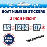 Custom Boat Registration Numbers Stickers Letter Decal 2pcs - Line Blue C081