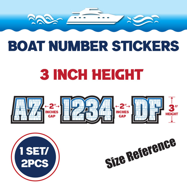 Custom Boat Registration Numbers Stickers Letter Decal 2pcs - Line Blue C081