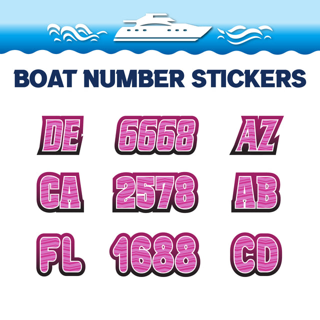 Custom Boat Registration Numbers Stickers Letter Decal 2pcs - Line Pink C082