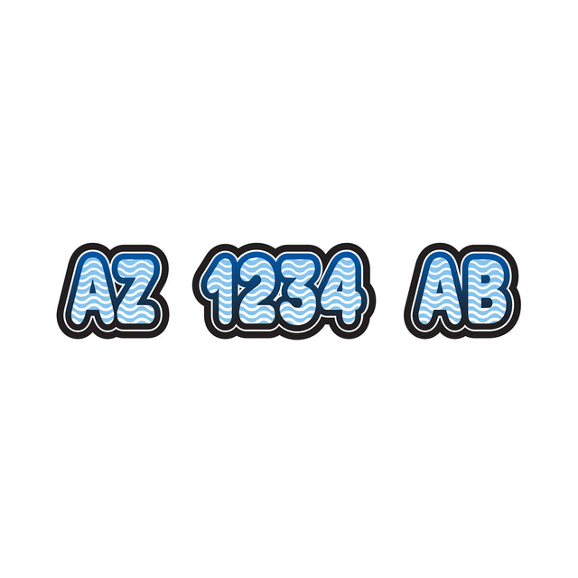 Custom Boat Registration Numbers Stickers Letter Decal 2pcs - Line Blue C084