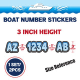 Custom Boat Registration Numbers Stickers Letter Decal 2pcs - Line Blue C084