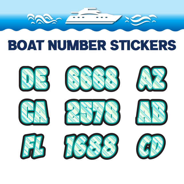 Custom Boat Registration Numbers Stickers Letter Decal 2pcs - Line Green C087