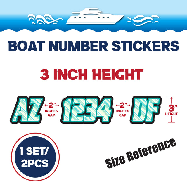 Custom Boat Registration Numbers Stickers Letter Decal 2pcs - Line Green C087