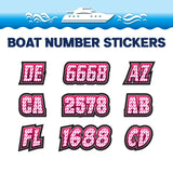 Custom Boat Registration Numbers Stickers Letter Decal 2pcs - Line Pink C088