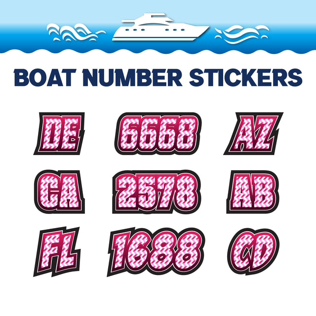 Custom Boat Registration Numbers Stickers Letter Decal 2pcs - Line Pink C088