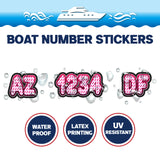 Custom Boat Registration Numbers Stickers Letter Decal 2pcs - Line Pink C088