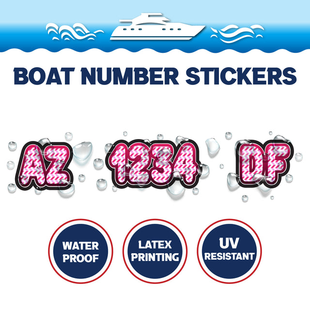 Custom Boat Registration Numbers Stickers Letter Decal 2pcs - Line Pink C088