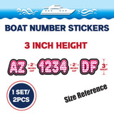 Custom Boat Registration Numbers Stickers Letter Decal 2pcs - Line Pink C088