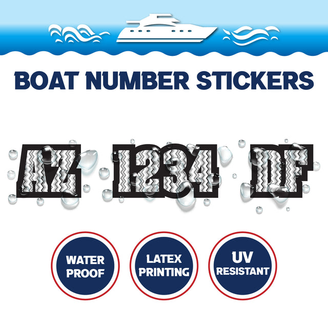 Custom Boat Registration Numbers Stickers Letter Decal 2pcs - Line Black C089