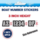 Custom Boat Registration Numbers Stickers Letter Decal 2pcs - Line Black C089