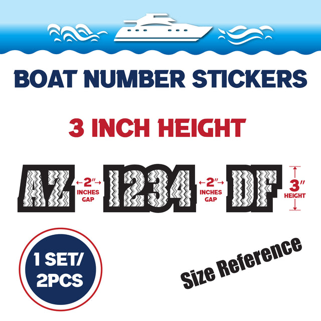 Custom Boat Registration Numbers Stickers Letter Decal 2pcs - Line Black C089