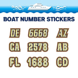 Custom Boat Registration Numbers Stickers Letter Decal 2pcs - Line Brown Yellow C090