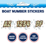 Custom Boat Registration Numbers Stickers Letter Decal 2pcs - Line Brown Yellow C090