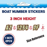 Custom Boat Registration Numbers Stickers Letter Decal 2pcs - Line Brown Yellow C090