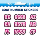 Custom Boat Registration Numbers Stickers Letter Decal 2pcs - Line Pink C091