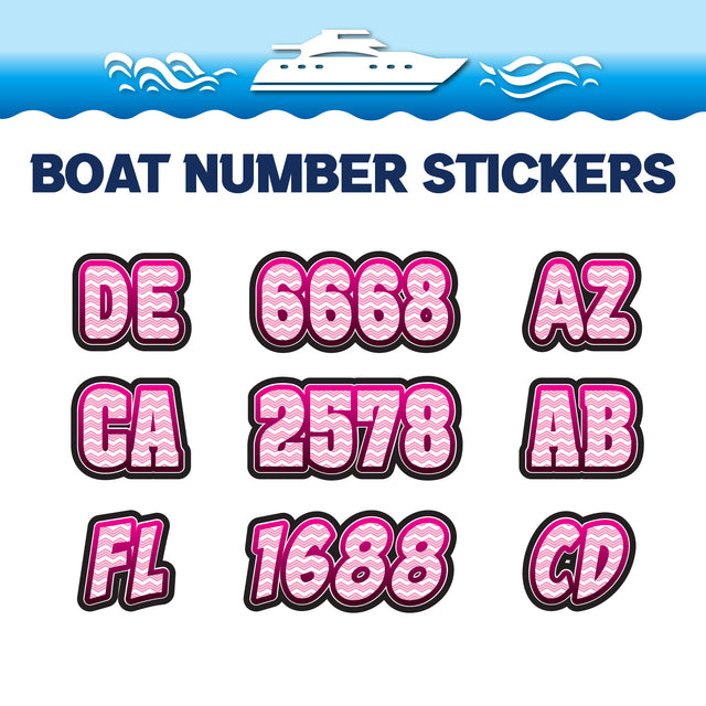 Custom Boat Registration Numbers Stickers Letter Decal 2pcs - Line Pink C091