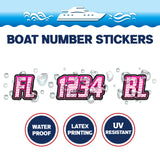 Custom Boat Registration Numbers Stickers Letter Decal 2pcs - Line Pink C091