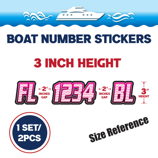 Custom Boat Registration Numbers Stickers Letter Decal 2pcs - Line Pink C091