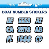 Custom Boat Registration Numbers Stickers Letter Decal 2pcs - Line Blue C093