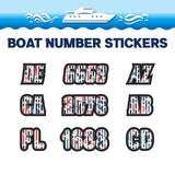 Custom Boat Registration Numbers Stickers Letter Decal 2pcs - Line Colorful C094