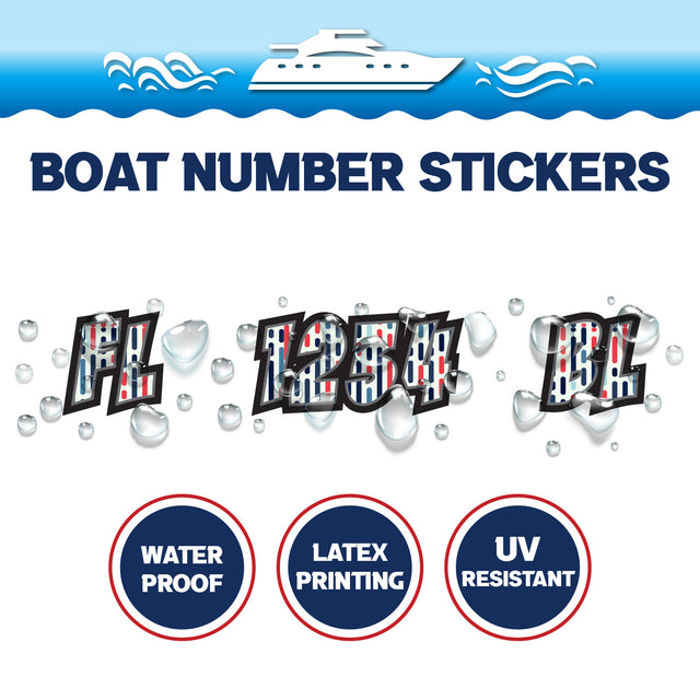 Custom Boat Registration Numbers Stickers Letter Decal 2pcs - Line Colorful C094