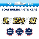 Custom Boat Registration Numbers Stickers Letter Decal 2pcs - Line Yellow C095