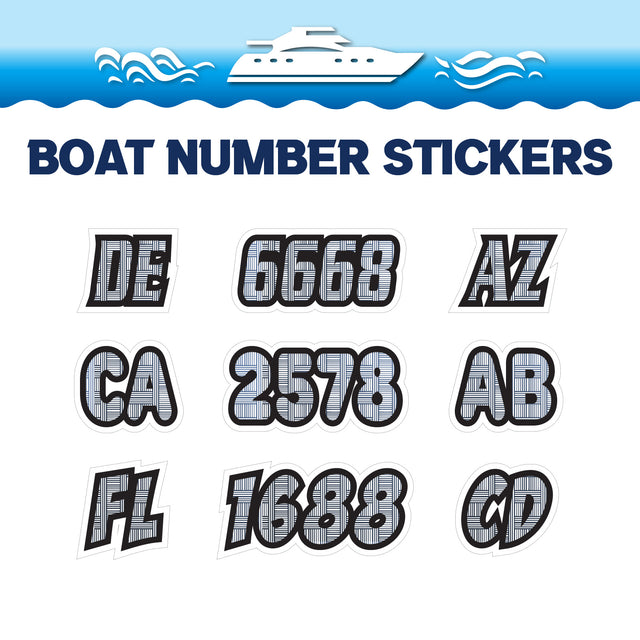 Custom Boat Registration Numbers Stickers Letter Decal 2pcs - Line Black C096