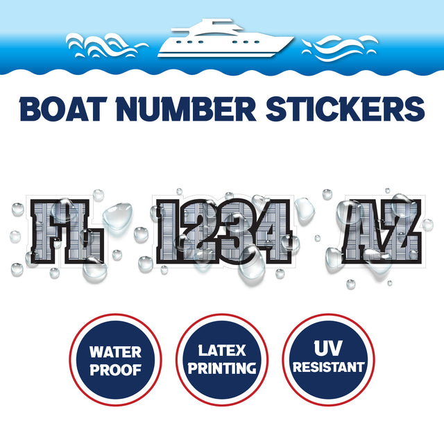 Custom Boat Registration Numbers Stickers Letter Decal 2pcs - Line Black C096