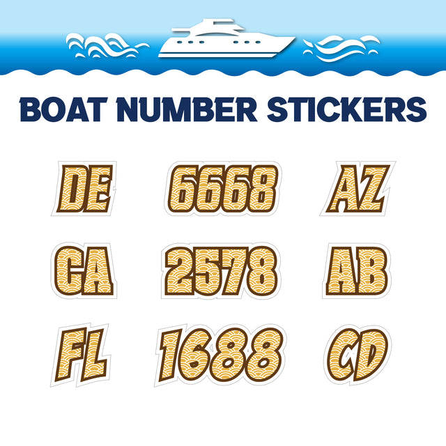 Custom Boat Registration Numbers Stickers Letter Decal 2pcs - Pattern Seigaiha C099