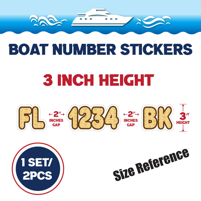 Custom Boat Registration Numbers Stickers Letter Decal 2pcs - Pattern Seigaiha C099