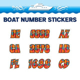 Custom Boat Registration Numbers Stickers Letter Decal 2pcs - Pattern Retro Geometric C101