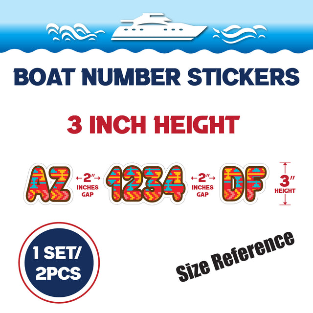 Custom Boat Registration Numbers Stickers Letter Decal 2pcs - Pattern Retro Geometric C101