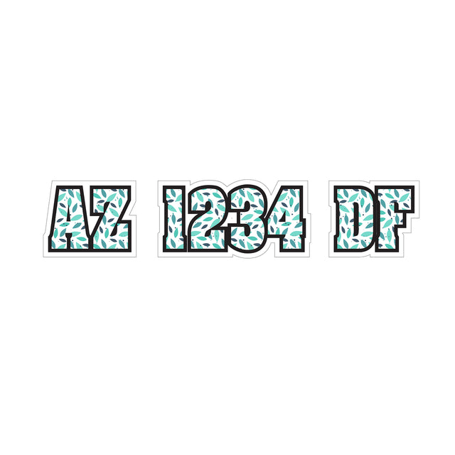 Custom Boat Registration Numbers Stickers Letter Decal 2pcs - Pattern Leaf C102