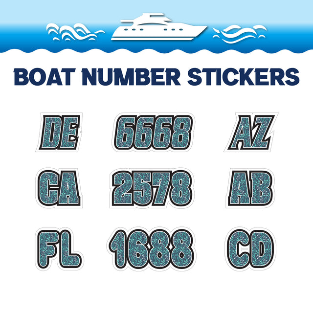 Custom Boat Registration Numbers Stickers Letter Decal 2pcs - Pattern Grass C103