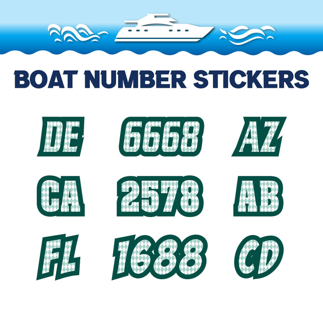 Custom Boat Registration Numbers Stickers Letter Decal 2pcs - Pattern Argyle C104