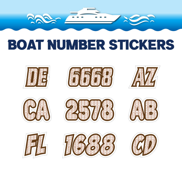 Custom Boat Registration Numbers Stickers Letter Decal 2pcs - Pattern Tribal Chevron C105