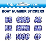 Custom Boat Registration Numbers Stickers Letter Decal 2pcs - Pattern Ocean Waves C106