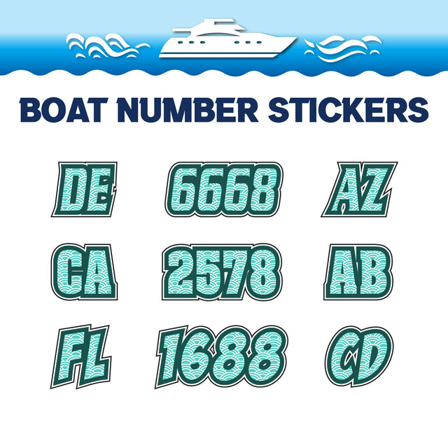 Custom Boat Registration Numbers Stickers Letter Decal 2pcs - Pattern Seigaiha C107