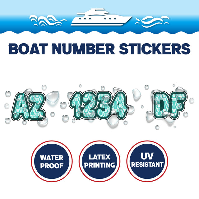 Custom Boat Registration Numbers Stickers Letter Decal 2pcs - Pattern Seigaiha C107