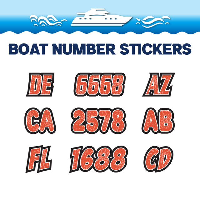 Custom Boat Registration Numbers Stickers Letter Decal 2pcs - Pattern Floral Numerals C108