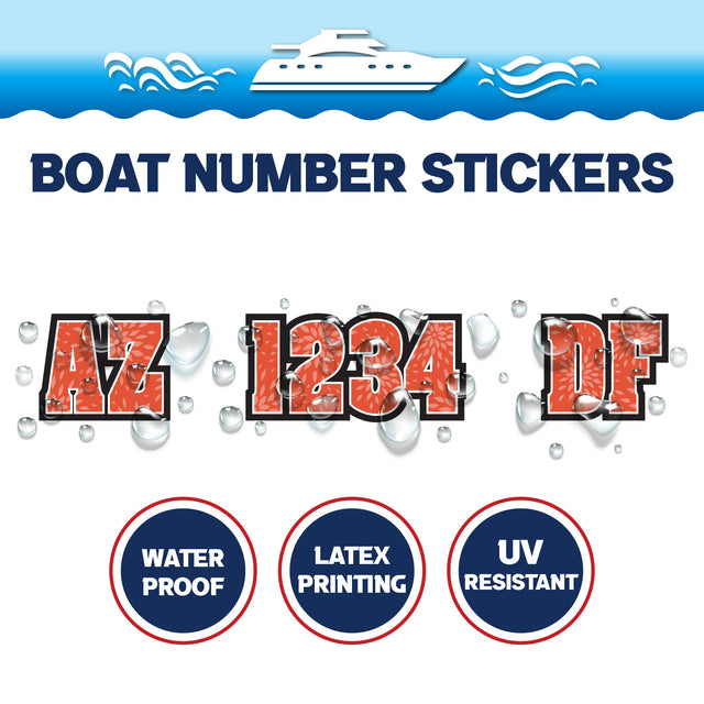 Custom Boat Registration Numbers Stickers Letter Decal 2pcs - Pattern Floral Numerals C108