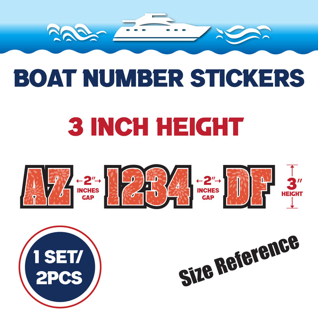 Custom Boat Registration Numbers Stickers Letter Decal 2pcs - Pattern Floral Numerals C108