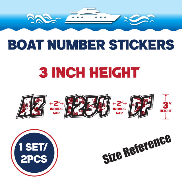 Custom Boat Registration Numbers Stickers Letter Decal 2pcs - Pattern Seigaiha C109