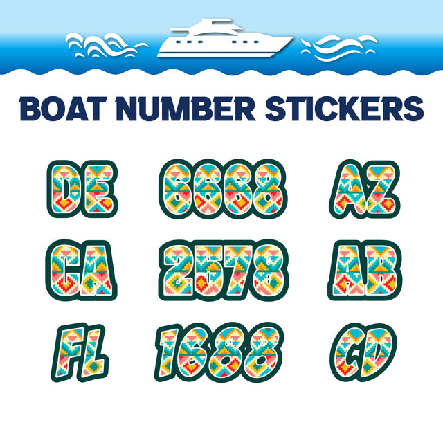 Custom Boat Registration Numbers Stickers Letter Decal 2pcs - Pattern Pixel Art C110