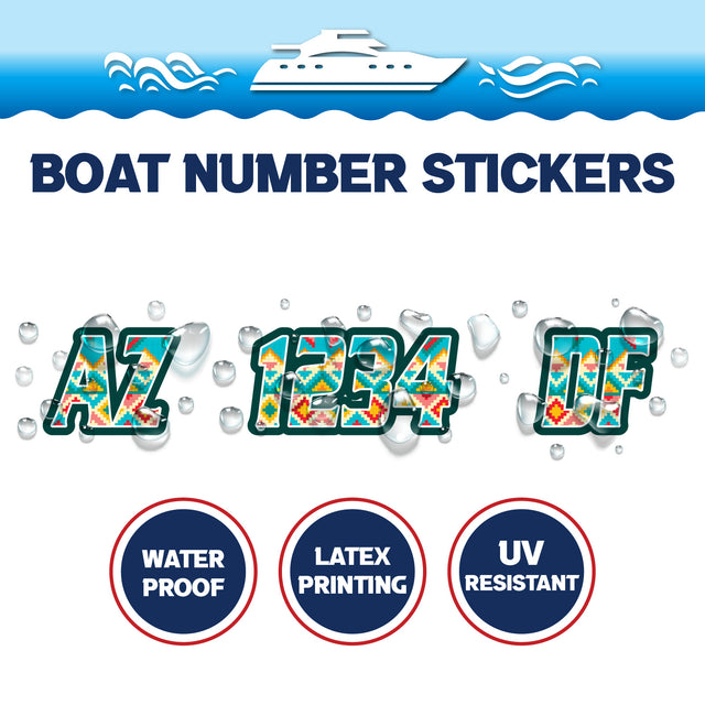 Custom Boat Registration Numbers Stickers Letter Decal 2pcs - Pattern Pixel Art C110