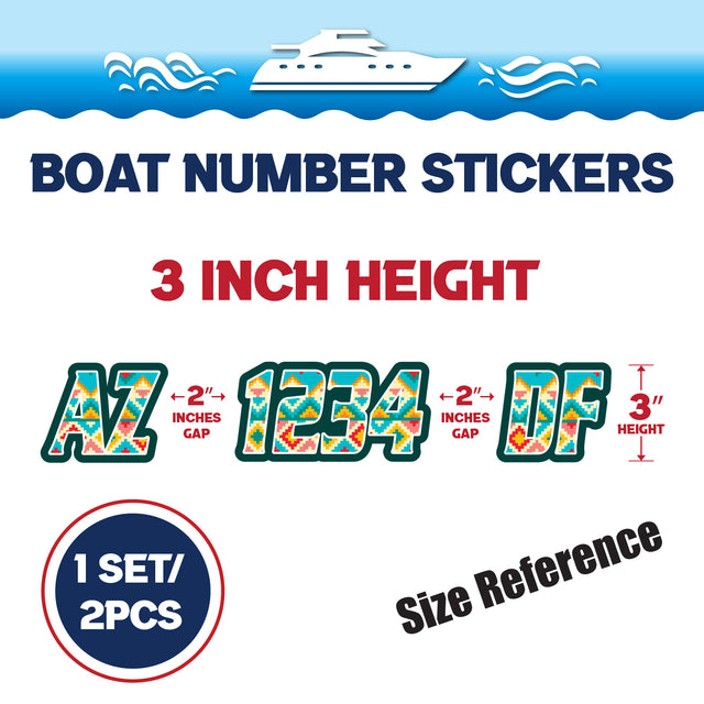 Custom Boat Registration Numbers Stickers Letter Decal 2pcs - Pattern Pixel Art C110